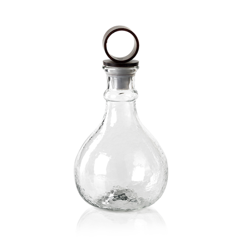 Hammered Glass Decanter w/ Iron Stopper 